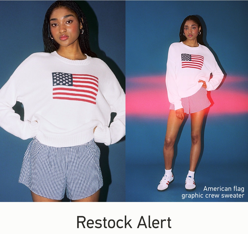 [American Flag Graphic Crew Sweater]    Restock Alert