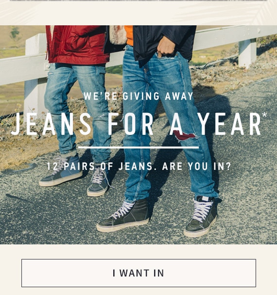 We're giving away Jeans for a year! 12 Pairs of Jeans. Are you In?