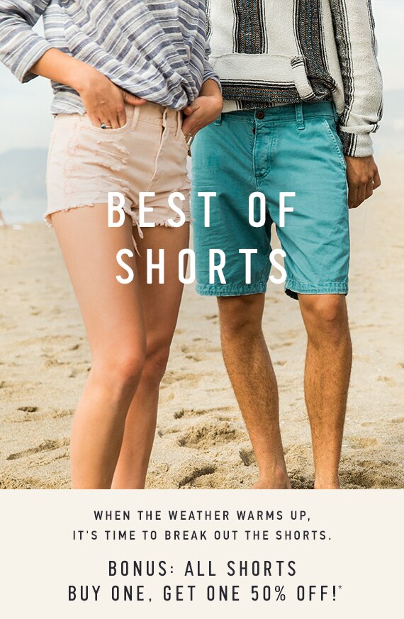 All Shorts Buy One Get One 50% Off