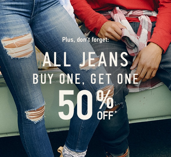 All Jeans Buy One, Get One 50% Off*