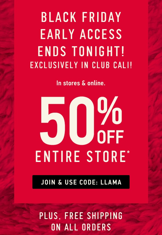 *Club Cali Sneak Peek* 50% OFF ENTIRE STORE*
Join and use code: LLAMA Plus, Free Shipping On All Orders